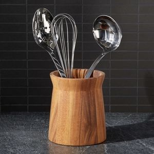 Crate & Barrel Acacia Utensil Holder